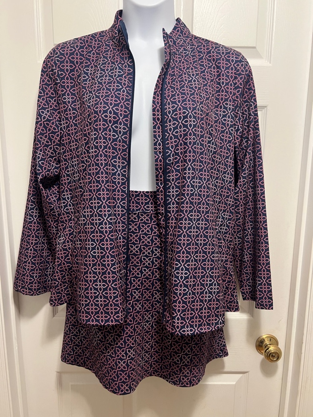 croft & barrow Navy and Pink Printed Skort Set